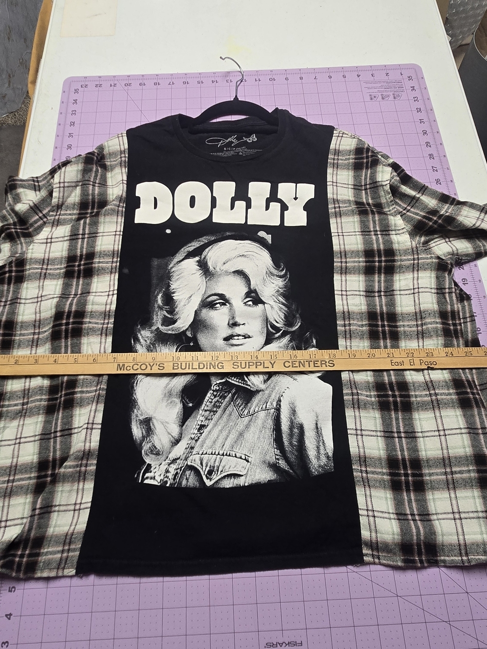 Dolly Parton One-of-a-Kind Upcycled Flannel Sleeve Shirt - Picture 6 of 14